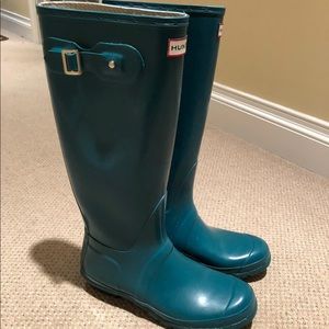 Teal Tall Hunter Rainboots Size 10